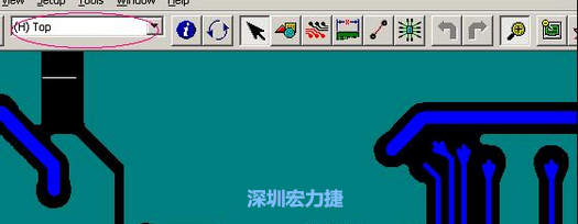 如果圖形像下圖一樣無法顯示鉆孔，只須圖（186）將紅色圈住的活動(dòng)層改為當(dāng)前顯示層即可。