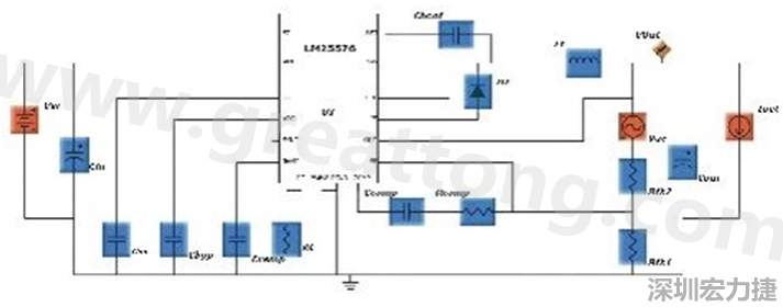參考圖1的電流通路：把FET在導(dǎo)通狀態(tài)下流經(jīng)的通路標(biāo)記為紅色；把FET在關(guān)斷狀態(tài)下的迴路標(biāo)記為綠色。