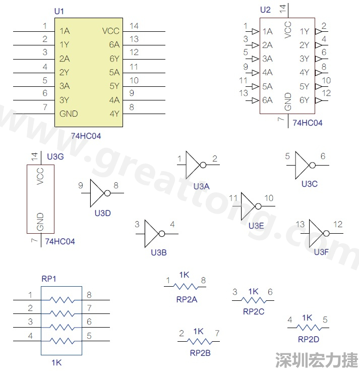 圖1 半導(dǎo)體元件供應(yīng)商所畫的電路圖符號(hào)是模擬元件的接腳圖，而非訊號(hào)流程。