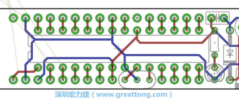 如果可以的話盡量讓接地線保持在電路板的背面，這樣它們就可以在可能范圍內(nèi)和最大的接地面連結(jié)在一起。