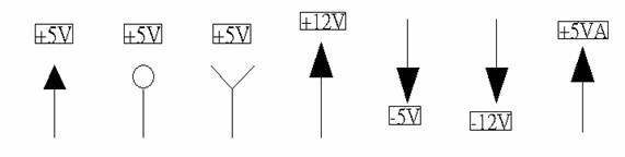 電源符號(hào)有下列幾種，可使用鍵盤 [Ctrl + Tab] 鍵切換：