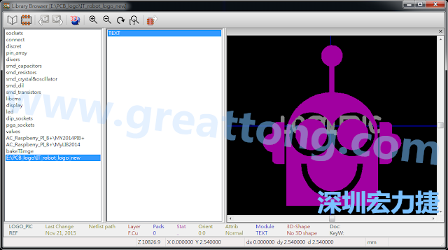 目前這個Library IT_robot_logo_new.mod 只有一個footprint。如何增加更多footprint 到這個library 中呢?