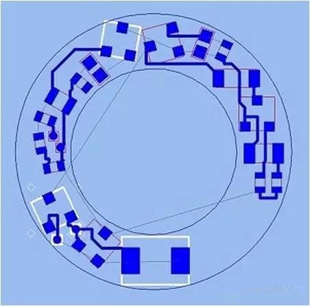 (b)基于最佳形狀的自動(dòng)布線器(完成了56.3%的導(dǎo)線布線)；